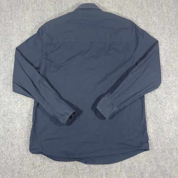 VERSACE 19V69 ITALIA Shirt Mens XL Navy Long Sleeve Snap Button Up Pockets - Picture 3 of 9